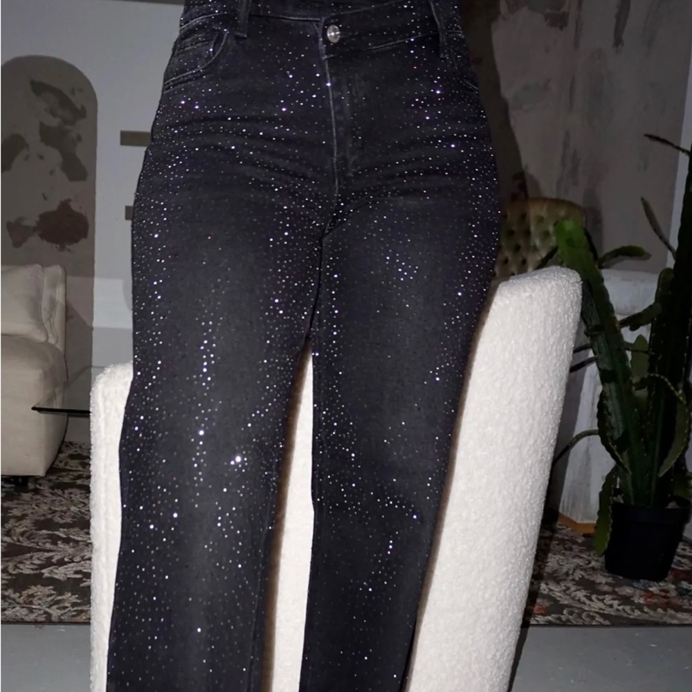 Women’s studded, wide leg jeans. Size 9. New, with tags.